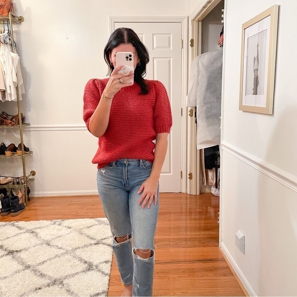 Anine Bing Nicolette Puff Sleeve Pullover Kid Mohair Wool Knit Sweater S - Picture 2 of 9